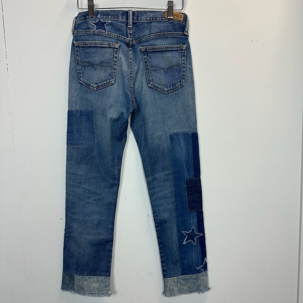 Polo RL Waverly Straight Crop Star Patch Jeans Waist 25 - Picture 3 of 15